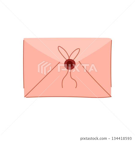 Pink envelope with wax seal and string Pink envelope with wax seal and string 134418593