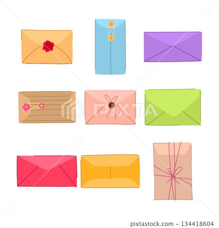 Collection of various sealed envelopes indicating mail communication 134418604