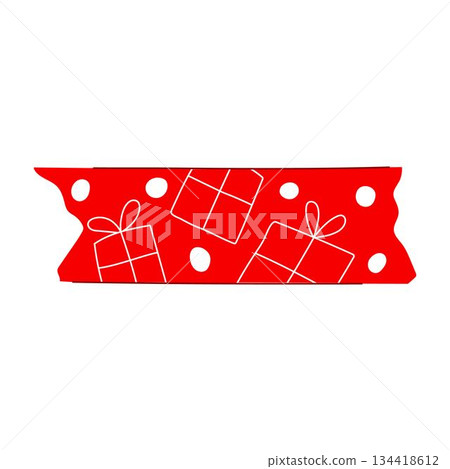 Red christmas washi tape with presents pattern Red christmas washi tape with presents pattern 134418612