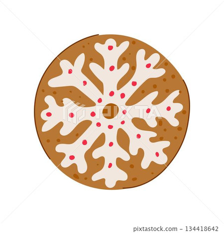 Christmas gingerbread cookie with snowflake icing design Christmas gingerbread cookie with snowflake icing design 134418642