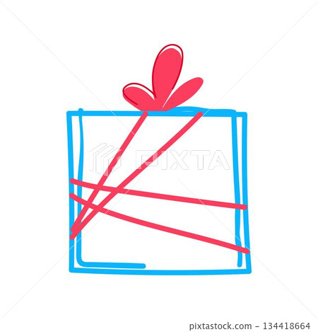 Hand drawing gift box representing giving and surprise Hand drawing gift box representing giving and surprise 134418664