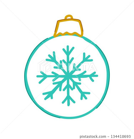 Christmas ornament displaying snowflake illustration on white background 134418693