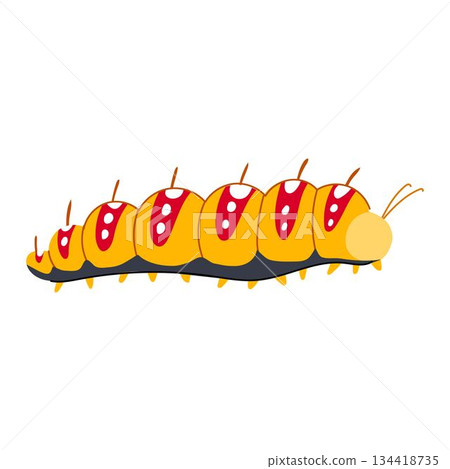 Cute cartoon caterpillar larva illustrating insect growth cycle 134418735