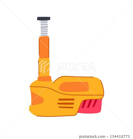 Yellow car jack tool lifting vehicle maintenance concept Yellow car jack tool lifting vehicle maintenance concept 134418773