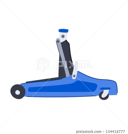 Blue hydraulic floor jack lifting mechanism illustration 134418777