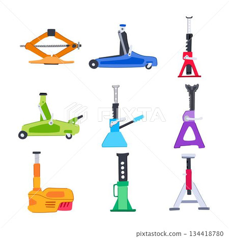 Car jacks and stands for automotive repair service 134418780