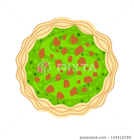 Festive green cake top view with toppings Festive green cake top view with toppings 134418789