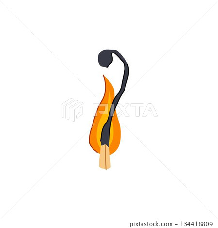 Burning wooden matchstick concept with bright flame Burning wooden matchstick concept with bright flame 134418809