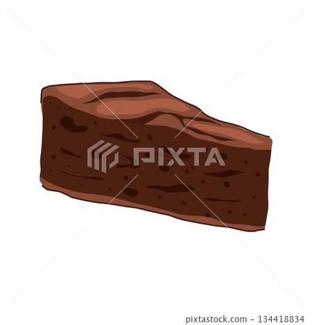 Brownie cake slice chocolate dessert illustration 134418834