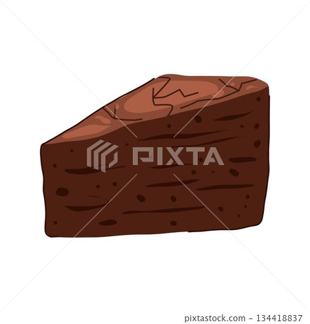 Chocolate brownie slice cartoon drawing on white Chocolate brownie slice cartoon drawing on white 134418837