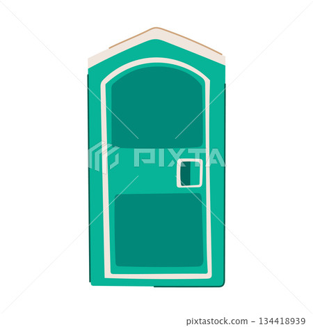 Portable restroom unit offering outdoor sanitation services 134418939