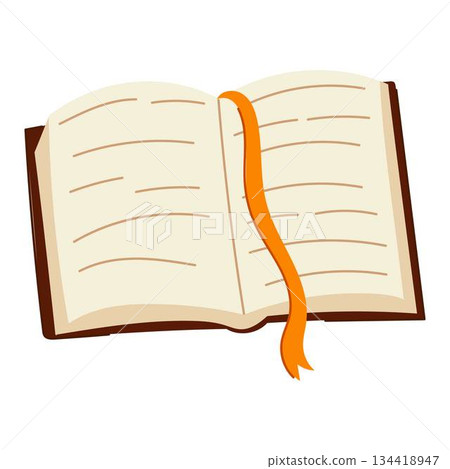 Open book with orange bookmark illustration Open book with orange bookmark illustration 134418947