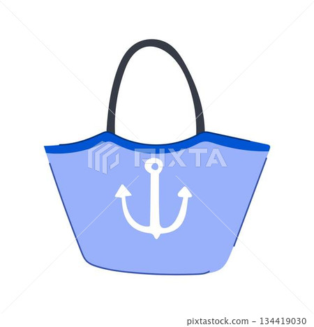 Blue beach bag with white anchor symbol Blue beach bag with white anchor symbol 134419030