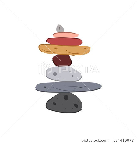 Balancing stacked river stones creating a cairn concept 134419078