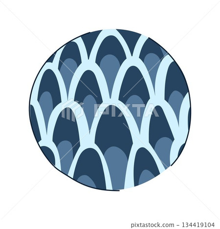 Asian inspired blue scales pattern abstract circle design 134419104