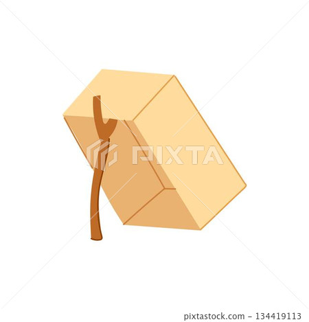Primitive animal trap box propped with stick 134419113