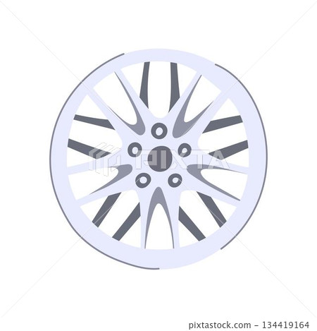 Car alloy wheel radial spokes design illustration 134419164