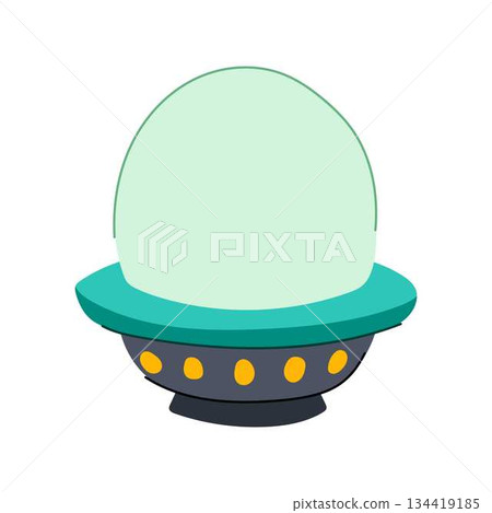 Alien spaceship cartoon icon representing unknown universe exploration Alien spaceship cartoon icon representing unknown universe exploration 134419185