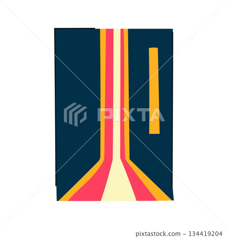 Retro 70s futuristic abstract graphic design background 134419204