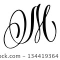 Hand drawn vector calligraphy letter M. Script capital font logo. brush Handwritten flourish style 134419364