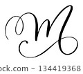 Hand drawn vector calligraphy letter M. Script capital font logo. flourish Handwritten style brush 134419368