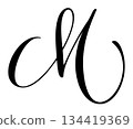 Black calligraphic vector letter m hand drawn forming part an elegant and design initial alphabet projects 134419369