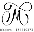 Black calligraphic vector letter m hand drawn forming part an elegant and design initial alphabet projects 134419373