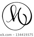 Vector calligraphy hand drawn letter M icon logo. Script font. style Handwritten brush 134419375