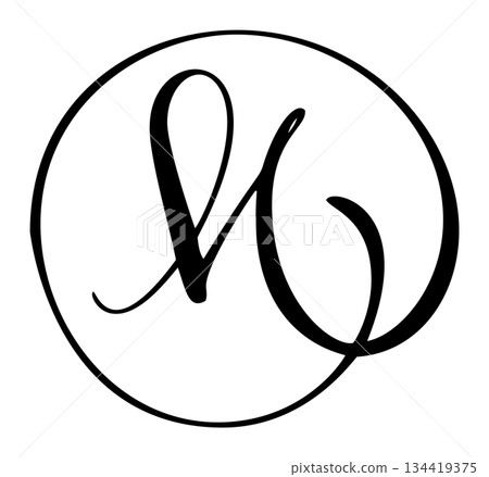 Vector calligraphy hand drawn letter M icon logo. Script font. style Handwritten brush 134419375