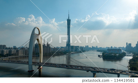 Aerial view of landscape in Guangzhou city, China 134419501
