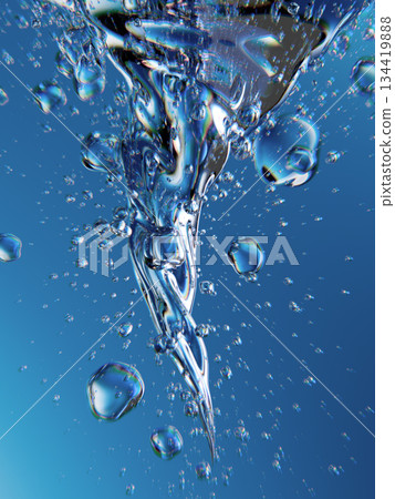 Underwater Spiral Twirl With Air Bubbles, Crystal Blue Ocean Light, and Dynamic Reflections Underwater Spiral Twirl With Air Bubbles, Crystal Blue Ocean Light, and Dynamic Reflections 134419888