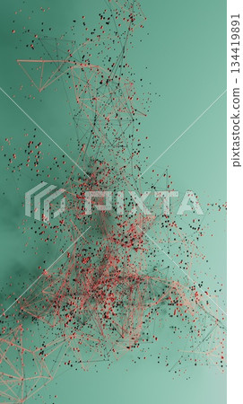 Interconnected Complexity: A Dance of Red Dots on Teal Depth 134419891