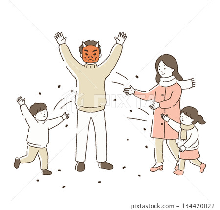 Family throwing beans Setsubun (Setsubun) Family throwing beans Setsubun (Setsubun) 134420022