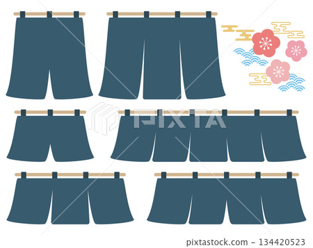 Navy blue curtain set of 6 134420523