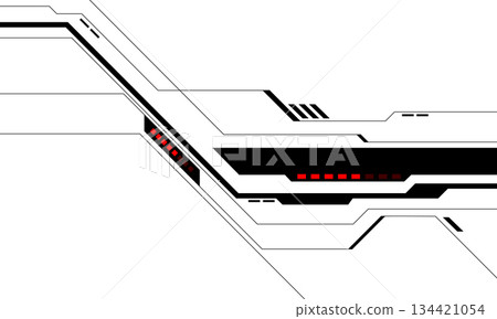 Abstract technology technology futuristic black cyber line red power on white design modern background vector illustration. 134421054