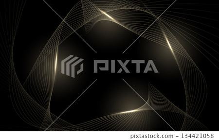 Abstract golden lines curve wave luxury on black background vector 134421058