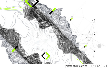Abstract art wireframe background. Modern science or technology art elements. Surface illustration. 134421121