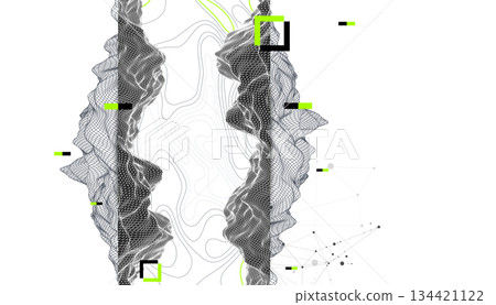 Abstract art wireframe background. Modern science or technology art elements. Surface illustration. 134421122