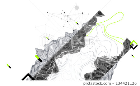 Abstract art wireframe background. Modern science or technology art elements. Surface illustration. Abstract art wireframe background. Modern science or technology art elements. Surface illustration. 134421126