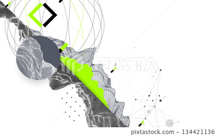 Abstract art wireframe background. Modern science or technology art elements. Surface illustration. Vector. Abstract art wireframe background. Modern science or technology art elements. Surface illustration. Vector. 134421136