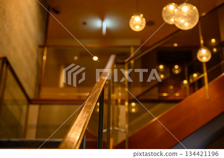 Hotel staircase and lighting interior 134421196