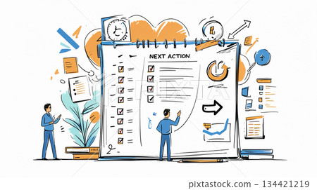 Illustration of a business meeting to share ideas and analysis 134421219