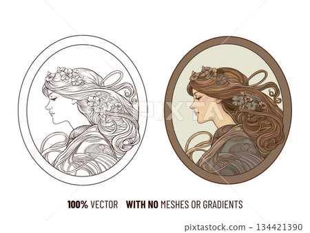Art nouveau style portrait of a woman Art nouveau style portrait of a woman 134421390