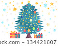 Christmas illustration watercolor texture tree 134421607