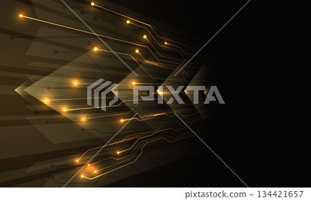 Golden line circuit computer technology futuristic arrow speed data connection network on black background design creative vector Golden line circuit computer technology futuristic arrow speed data connection network on black background design creative vector 134421657