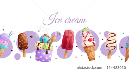 Colorful background with delicious donuts. The concept of confectionery, baking, cooking. Vector illustration for the design of posters, flyers, postcards and invitations 134422030