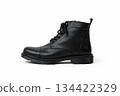 Black Leather Ankle Boots Isolated 134422329