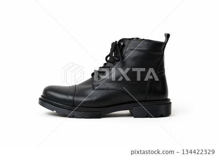 Black Leather Ankle Boots Isolated Black Leather Ankle Boots Isolated 134422329