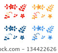 Set of abstract flowers and plants. Cartoon traditional Slavic pattern on white background. 134422626