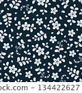 Seamless pattern of abstract patterns of flowers and plants. Cartoon traditional Slavic pattern background. 134422627